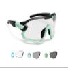 Bertoni Sport Sunglasses Polarized Photochromic Cycling MTB w. Prescription Carrier QUASAR (Black-Aquamarine/Photochromic) view 1