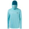 BASSDASH UPF 50+ Mens Long Sleeve Fishing Shirt with Mask UV Neck Gaiter Hoodie Turquoise view 3