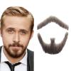 Qiureva Fake Mustache Fake Beard Realistic 100% Human Hair Full Hand Tied Goatee False Beards Lace Invisible Fake Mustache for Halloween Dressing Men Makeup Entertainment/Drama/Party/Movie Brown view 1