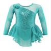 Agoky Kids Girls Sequins Figure Ice Skating Dress Hollow Back Mesh Gymnastics Leotard Wrap Skirt Ballet Lyrical Dance Costume Mint Green 6 Years view 1
