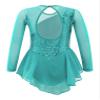 Agoky Kids Girls Sequins Figure Ice Skating Dress Hollow Back Mesh Gymnastics Leotard Wrap Skirt Ballet Lyrical Dance Costume Mint Green 6 Years view 2