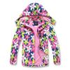 BINPAW Girls Lightweight Softshell Windbreaker Jacket Cartoon Printting Hooded Outerwear, Pink flower, 8-9 Years/Tag 140 view 1