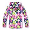 BINPAW Girls Lightweight Softshell Windbreaker Jacket Cartoon Printting Hooded Outerwear, Pink flower, 8-9 Years/Tag 140 view 2