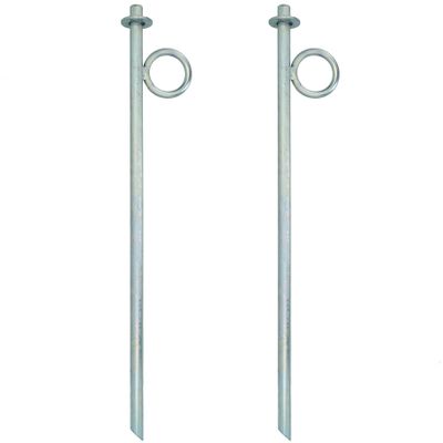 AB Tools 2 Pack Heavy Canal Mooring Iron Peg Ring Galvanised Pin Cleat Anchor River Boat