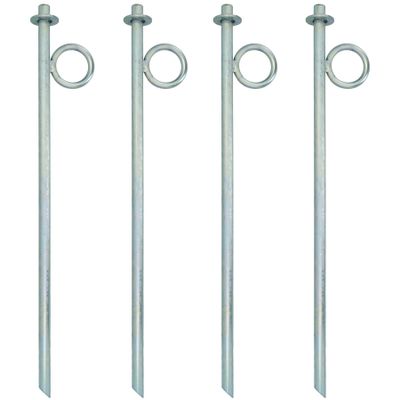 AB Tools 4 Pack Heavy Canal Mooring Iron Peg Ring Galvanised Pin Cleat Anchor River Boat