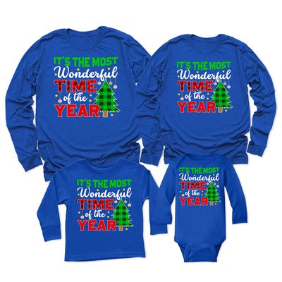 It's The Most Wonderful Time of The Year Christmas Matching Family Youth Boy Girl Long Sleeve Shirt Royal