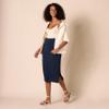 Amazon Essentials Women's Pull-On Knit Midi Skirt (Available in Plus Size), Navy, 2X view 3