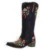 Bcshiye Womens Embroidered Cowgirl Boots Square Toe Retro Classic Warm Cowboy Western Boots Slip On Knee High Boots view 2