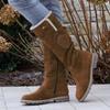 Bcshiye Women's Mid Calf Winter Snow Boots Chunky Low Heel Round Toe Warm Ankle Booties Lined Knee High Boots view 2