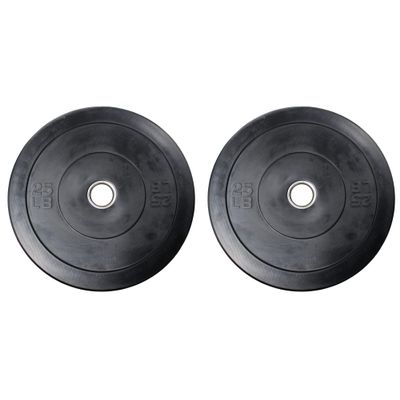 Ader 25lb Black Rubber Bumper Plates- Sold as a Pair