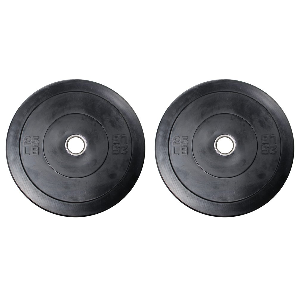 Ader 25lb Black Rubber Bumper Plates- Sold as a Pair