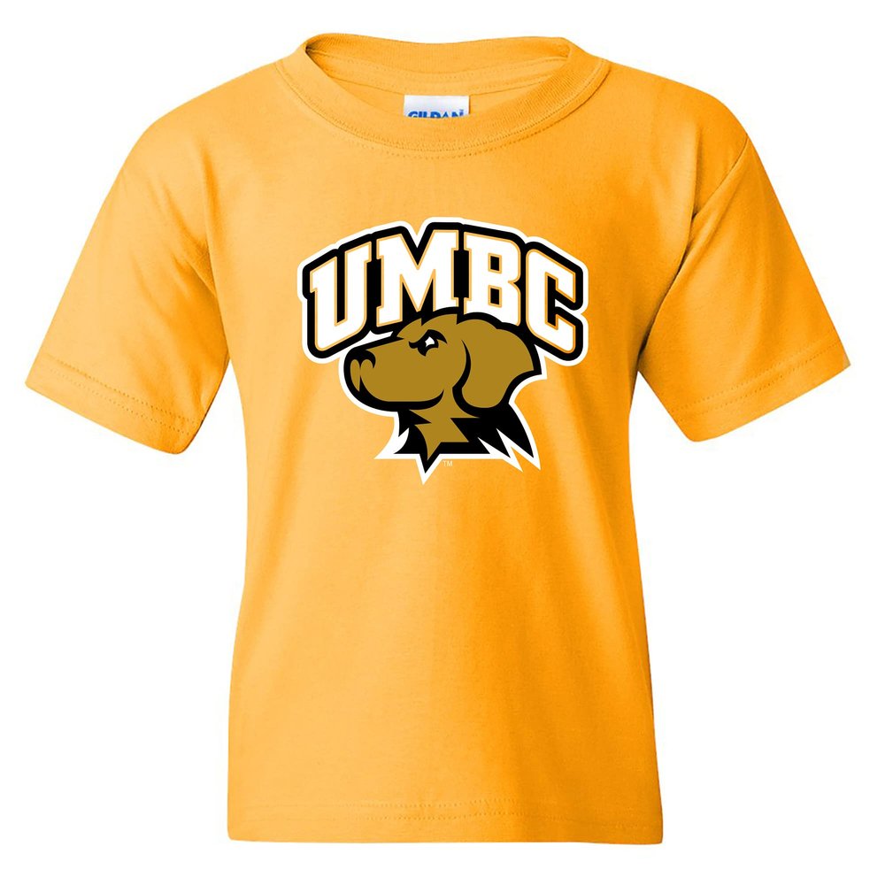 UGP Campus Apparel YS03 - UMBC Retrievers Arch Logo Youth T Shirt - Large - Gold