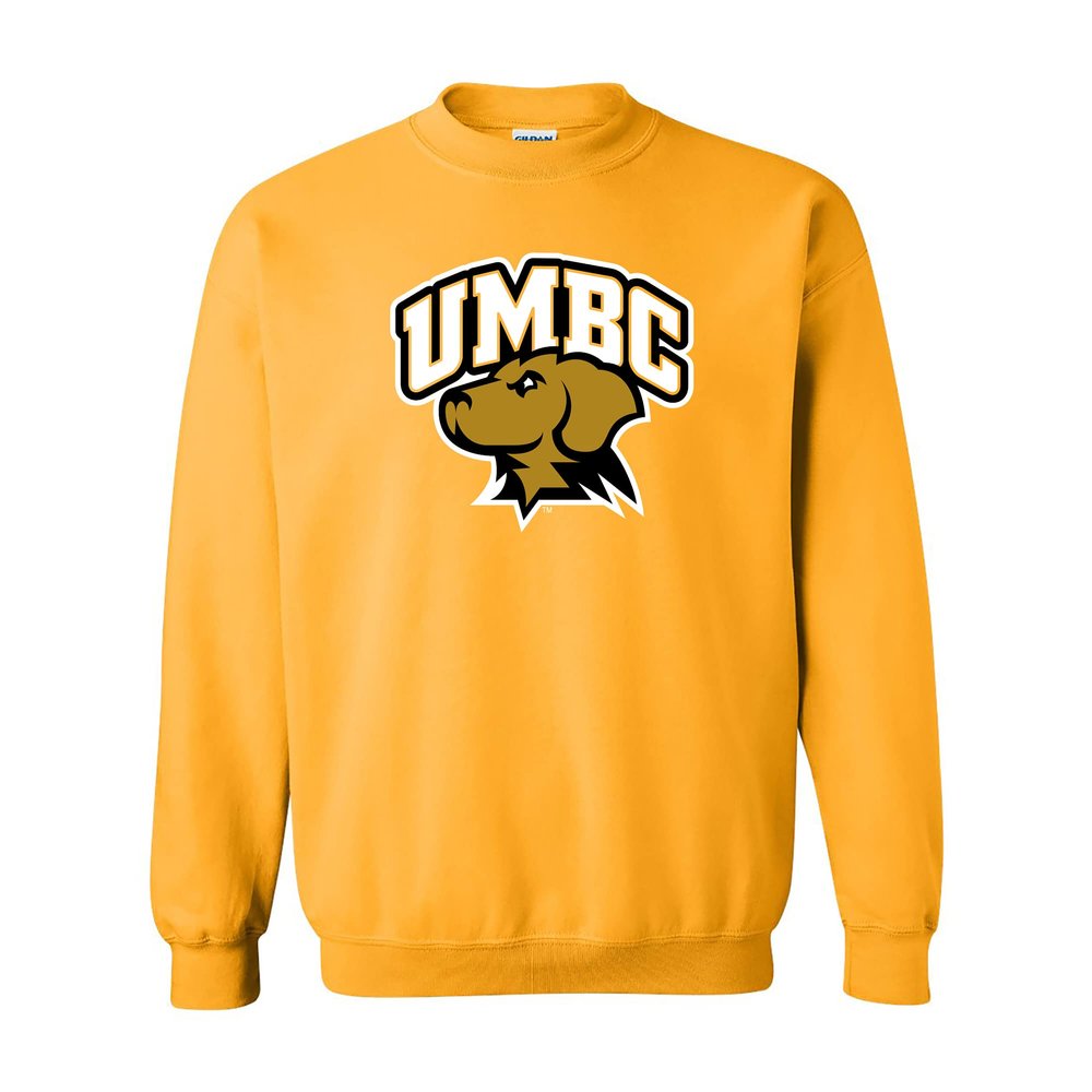 UGP Campus Apparel AW03 - UMBC Retrievers Arch Logo Crewneck Sweatshirt - Large - Gold