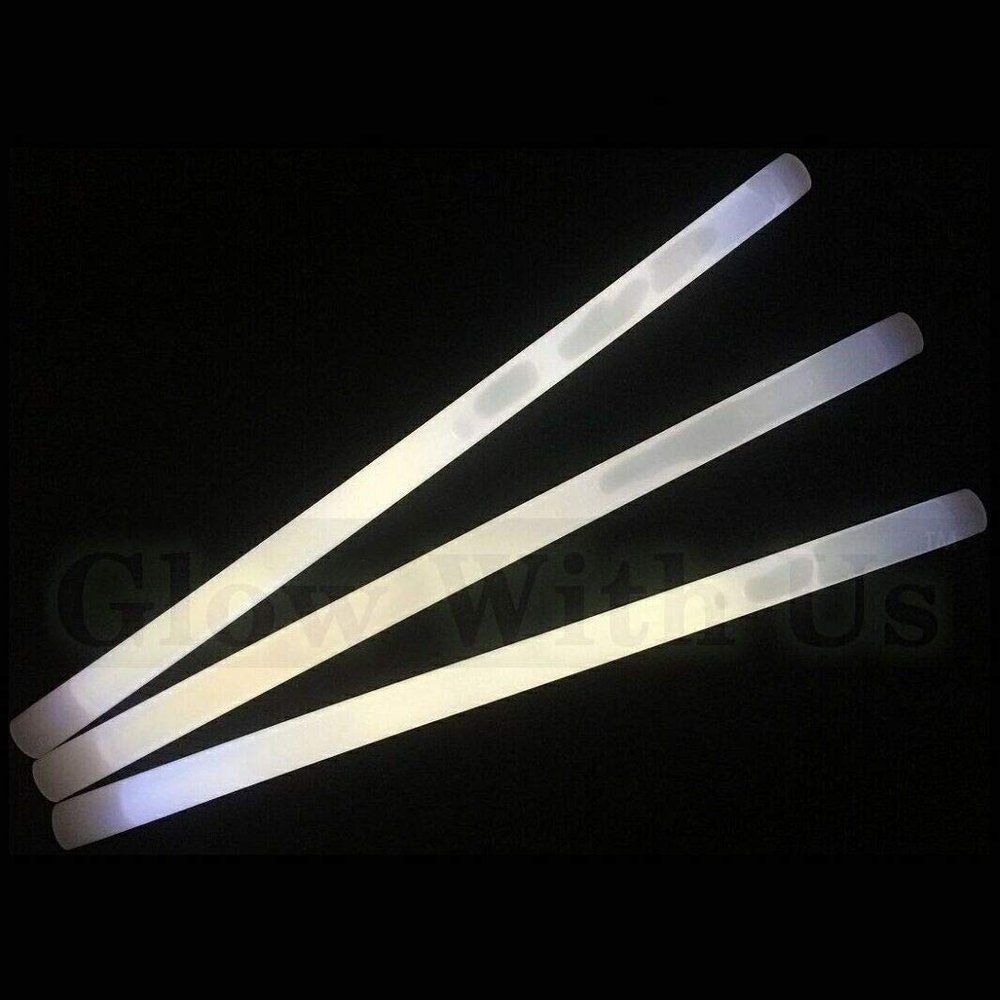 Glow With Us 12" White Industrial Grade Jumbo Light Sticks, 250 Count