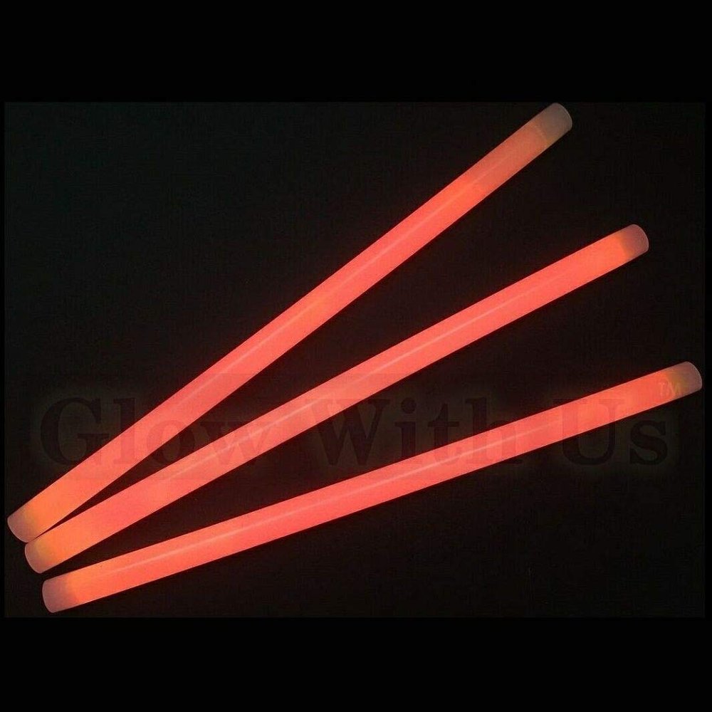 Glow With Us 12" Orange Industrial Grade Jumbo Light Sticks, 250 Count
