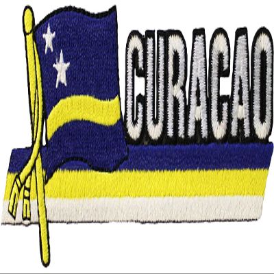 Curacao Flag Embroidered Cut-Out Patch, Approx. Size 1.75" x 4.75"