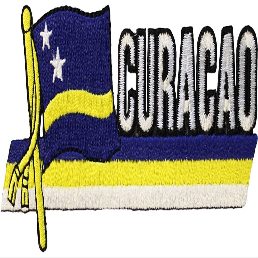 Curacao Flag Embroidered Cut-Out Patch, Approx. Size 1.75" x 4.75"
