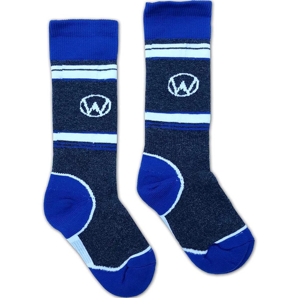 Winter's Edge Youth Kicker Padded Ski Sock (Medium Gray/Blue/White/Small)
