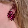 Rosemarie Collections Women's Dazzling Crystal Marquis Leaf Cluster Statement Clip On Earrings, 1.87" (Fuchsia Pink Crystal Gold Tone) view 3