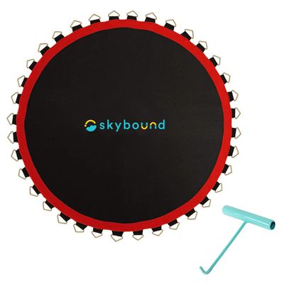 Premium Trampoline Replacement Mat, Fits 14 Foot Frames w/Spring Tool - 72 Rings & 147" Wide (fits 6.5-7" Springs) UV Sunguard for Longer Lasting Stitching, Durable V-Rings, Extra Rows of Stitching