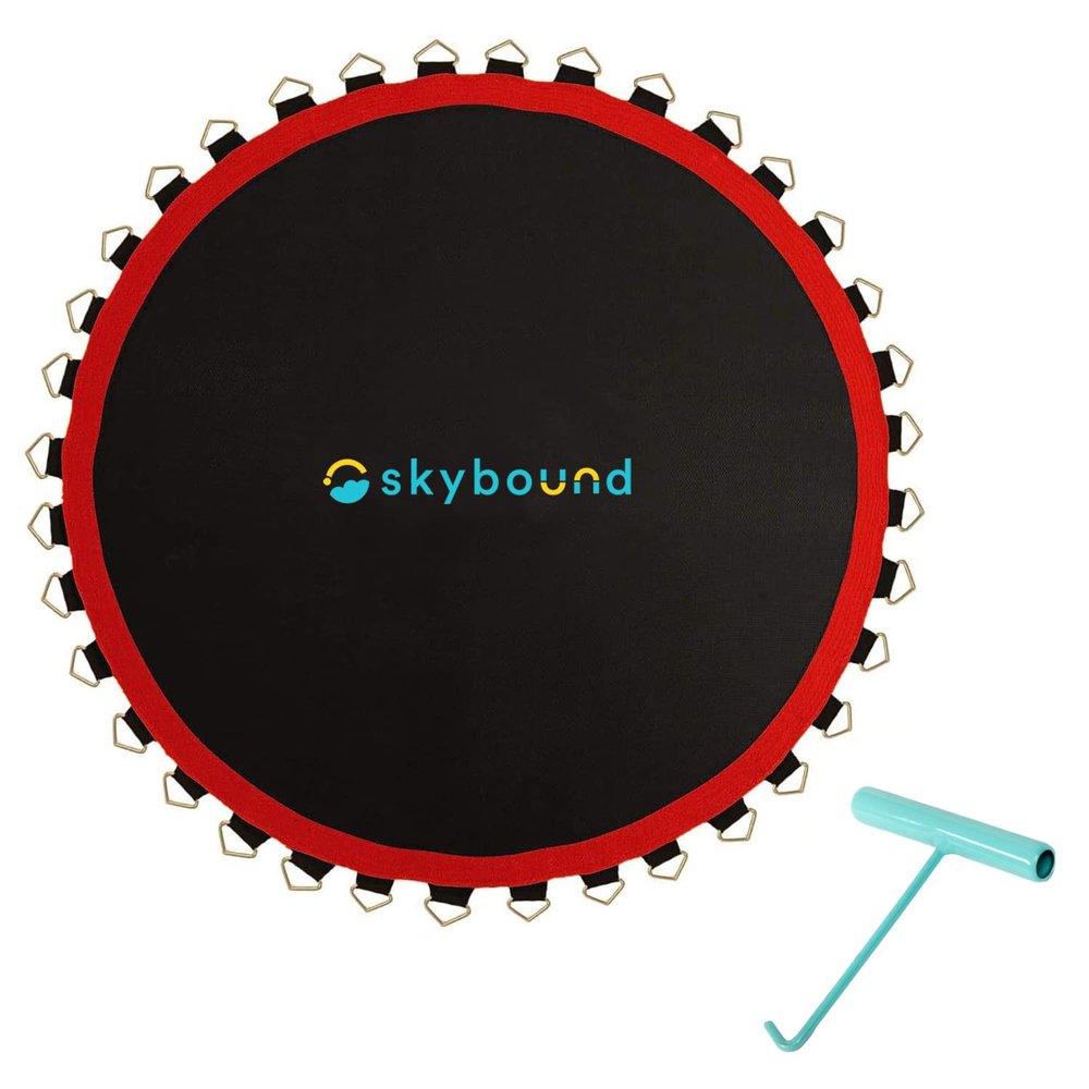 Premium Trampoline Replacement Mat, Fits 14 Foot Frames w/Spring Tool - 72 Rings & 147" Wide (fits 6.5-7" Springs) UV Sunguard for Longer Lasting Stitching, Durable V-Rings, Extra Rows of Stitching