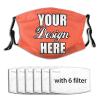 Custom Funny Face Masks Personalized Design Photo/Picture/Logo/Text Breathable Mouth Mask Balaclava 6 Filter Slot Reusable Face Cover for Unisex Men Women Tomato M40 view 1