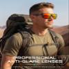 ATTCL Sports Polarized Sunglasses for Men: Secure Anti-Slip Lightweight TR90 Square Frame UV Protection for Driving Fishing Climbing 1124 Black Red view 4