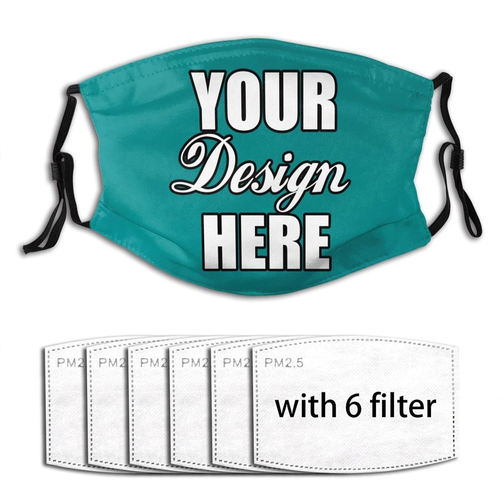 Custom Funny Face Mask Logo/Photo/Text/Picture Masks Personalized Masks Bandanas Reusable Face Cover for Women & Men Teal M39