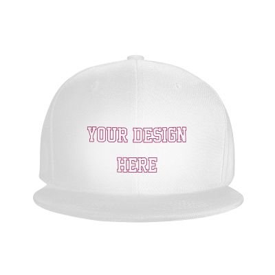 PrintOnDemand Custom Design 3D Print Flat Brim Hat-White, Add Your Text, Men Women Universal Snapback Hat Style 34, One Size