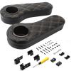 NOKINS Golf Cart Diamond Flip Armrest with Cup Holder, No Drilling, Inward Installation for Club Car EzGo Yamaha Rear Seat Kit Black view 1