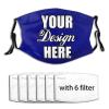 Custom Funny Face Mask Logo/Photo/Text/Picture Masks Personalized Masks Bandanas Reusable Face Cover for Women & Men Navy M29 view 1