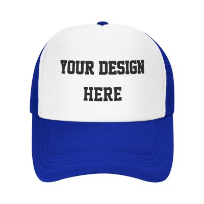 PrintOnDemand Mesh Trucker Hat-Blue, Personalized Text Front, for Men & Women Style 05