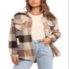 UANEO Womens Plaid Shacket Button Down Wool Blend Fall Flannel Shirt Jacket (Brown-XS) view 1