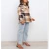 UANEO Womens Plaid Shacket Button Down Wool Blend Fall Flannel Shirt Jacket (Brown-XS) view 3
