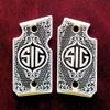 Custom 3D Engraved Ivory Grips Designed to fit Sig Sauer P938 Scroll Checkered view 3
