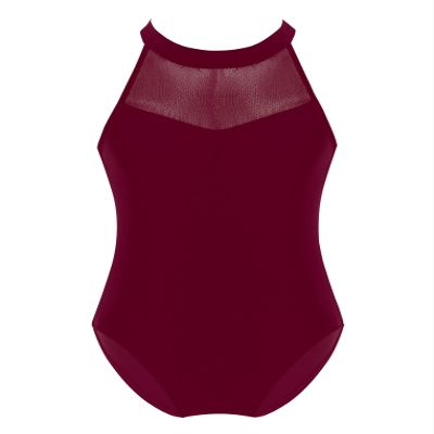 Freebily Kids Girls One Piece Bodysuit Solid Color Sleeveless Gymnastic Leotard Hollow Back Ballet Dance Unitard Bodysuit Burgundy 4 Years