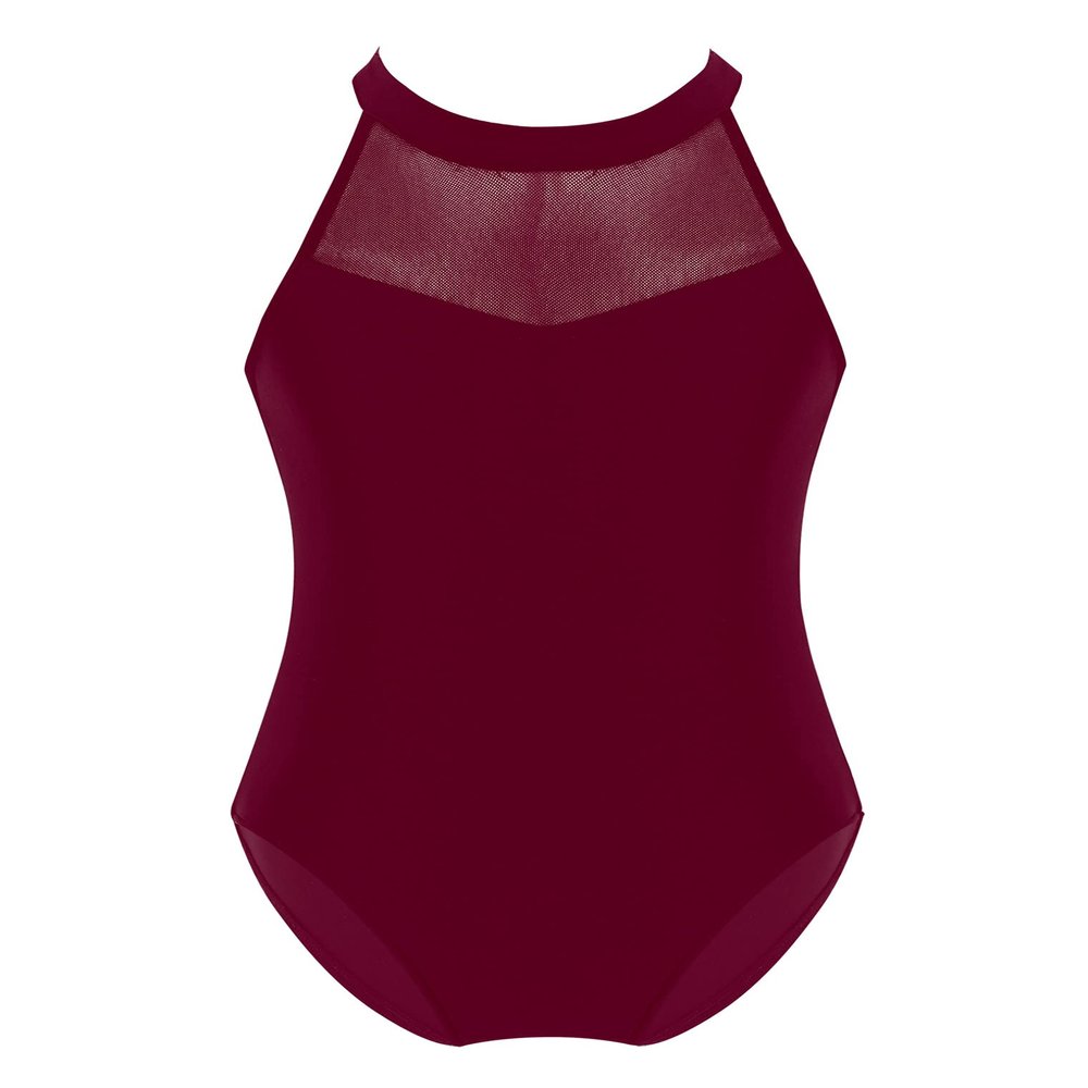 Freebily Kids Girls One Piece Bodysuit Solid Color Sleeveless Gymnastic Leotard Hollow Back Ballet Dance Unitard Bodysuit Burgundy 4 Years