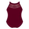 Freebily Kids Girls One Piece Bodysuit Solid Color Sleeveless Gymnastic Leotard Hollow Back Ballet Dance Unitard Bodysuit Burgundy 4 Years view 1