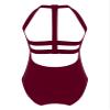 Freebily Kids Girls One Piece Bodysuit Solid Color Sleeveless Gymnastic Leotard Hollow Back Ballet Dance Unitard Bodysuit Burgundy 4 Years view 2
