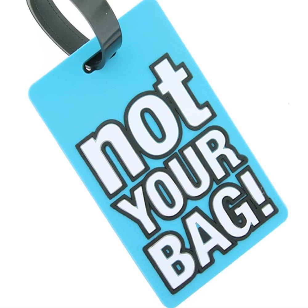 Luggage Tag "Not Your Bag" with Address Card Holder and Adjustable Straps -Blue