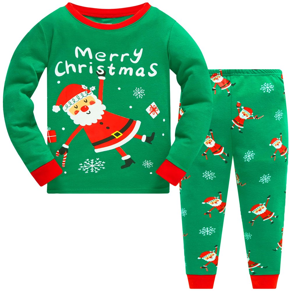 Akyzic Children Pyjamas Christmas Little Boys Pajamas Sets 100% Cotton Long sleeve Pjs Holiday Outfits Set(Santa Claus-6416 6t)