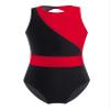 Freebily Girls Stylish Cotton Sleeveless Mesh Splice Hollow Back Gymnastic Leotard Ballet Dance Training Jumpsuit Red&Black 8 Years view 1