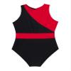 Freebily Girls Stylish Cotton Sleeveless Mesh Splice Hollow Back Gymnastic Leotard Ballet Dance Training Jumpsuit Red&Black 8 Years view 3