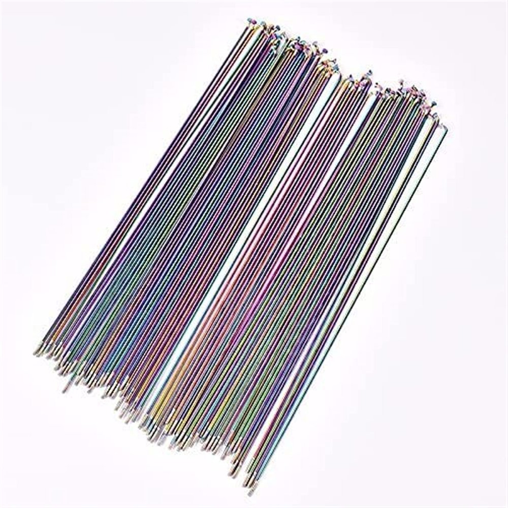 Spokes Nipples Bike Spokes Spoke 26/27.5/29 Inch Wheels Spoke Wire Vacuum Plating Rainbow Spokes 2.0mm Road Mountain Stainless Steel Spoke Parts Spokes Fit Fit Fit Fit for Bikes Cycling Spokes(259mm)