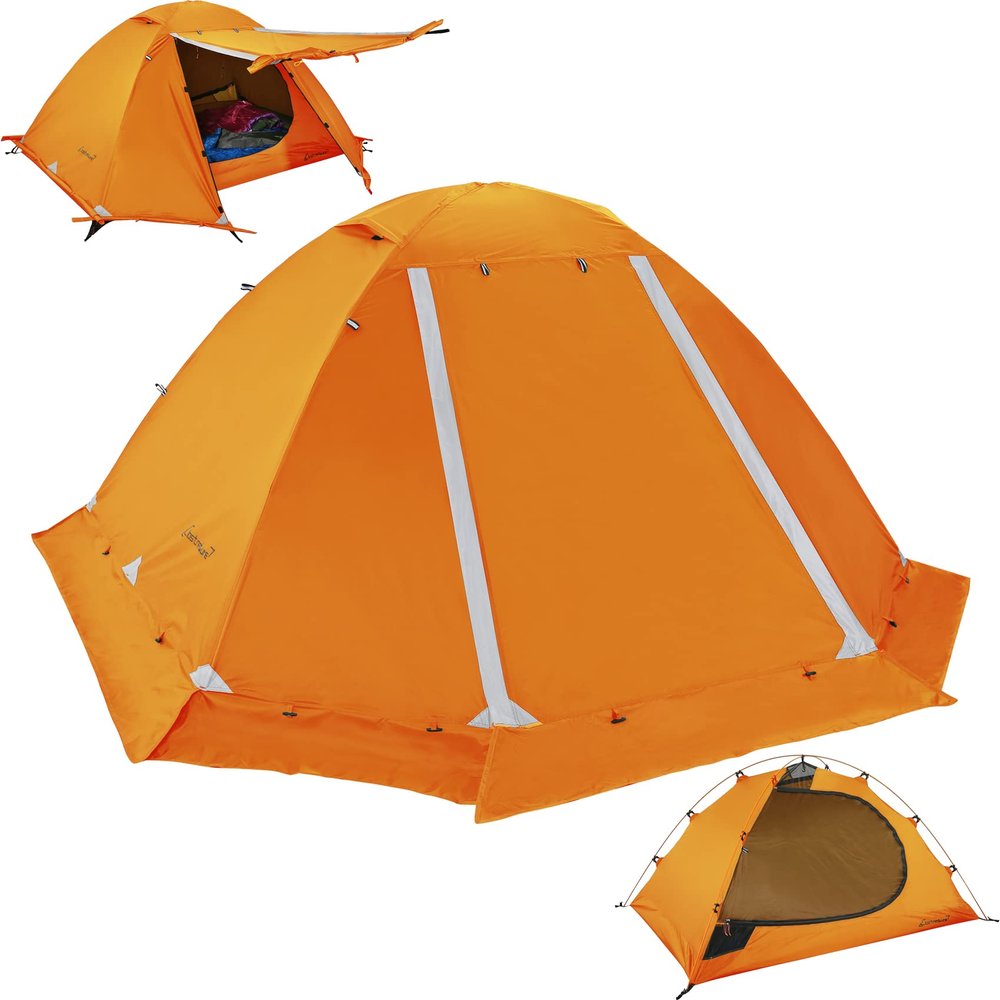 Clostnature Lightweight Backpacking Tent - 2 Person 4 Season Ultralight Waterproof Camping Tent, Large Size Easy Setup Tent for Winter, Cold Weather, Family, Outdoor, Hiking and Mountaineering