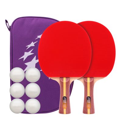 LINGOSHUN Beginner Attack Type Table Tennis Bats Set,Double-Sided Reverse Adhesive,Ping Pong Racket for School and Sports Club / 2 Player Set/A