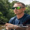 ATTCL Sports Polarized Sunglasses for Men: Secure Anti-Slip Lightweight TR90 Square Frame UV Protection for Driving Fishing Climbing 1124 Cleargrey Black Green view 3