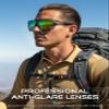 ATTCL Sports Polarized Sunglasses for Men: Secure Anti-Slip Lightweight TR90 Square Frame UV Protection for Driving Fishing Climbing 1124 Cleargrey Black Green view 4