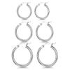 3 Pairs 925 Sterling Silver Hoop Earrings Small White Gold Plated Hoop Earrings for Women (20mm, 25mm, 30mm) view 1