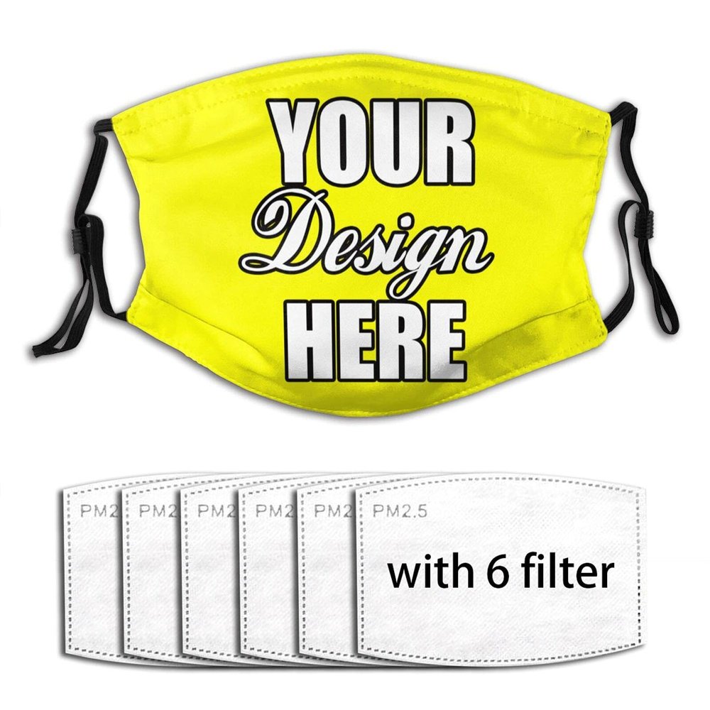 Custom Funny Face Mask Logo/Photo/Text/Picture Masks Personalized Masks Bandanas Reusable Face Cover for Women & Men Yellow M45